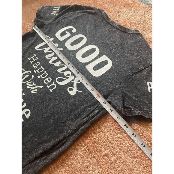 ON FIRE Positive Vibes Black Distressed Tee Size L 100% Cotton Unisex - Picture 4 of 5